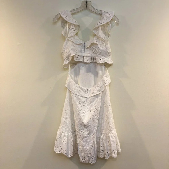 ASTR The Label Bohemian Classic Cutout Ruffle Eyelet Mini Dress Women's Small - Picture 5 of 9
